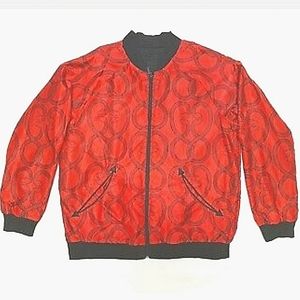 🌘Rare ADIDAS reversible snake pattern red bomber